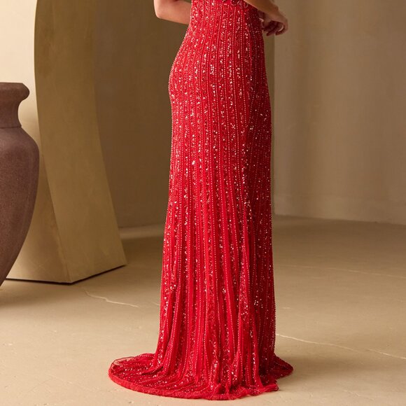 New Sleeveless Rhinestones Embellished Prom Dress w/ Front Keyhole AC IN2004 - Picture 6 of 10